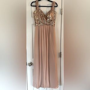 Floor length pink prom dress
